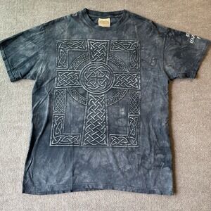 Vintage The Mountain T-Shirt All Over Tie‎ Dye Celtic Cross Fantasy Size Large